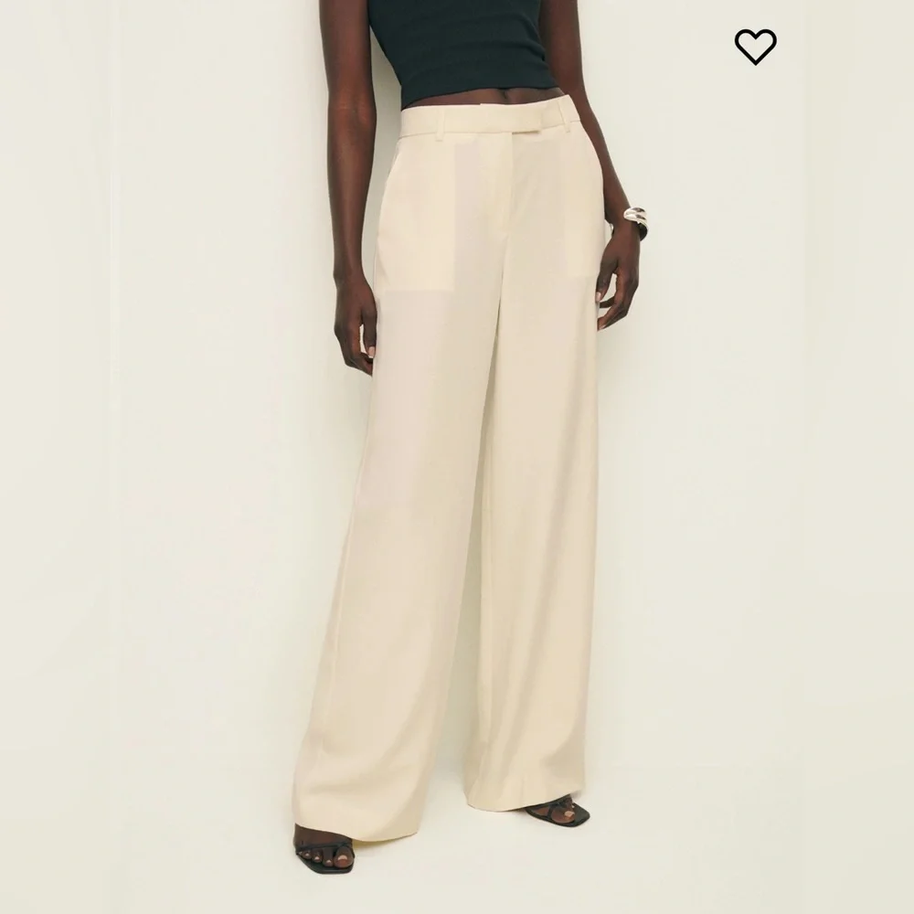 NWT Reformation Carter Mid Rise Pant in Sugar Size 6 Neutral Straight Leg Pants - Picture 3 of 10
